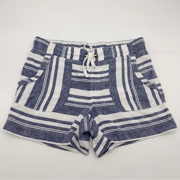 Athleta Stripe Linen Shorts Navy White Size 10 - Picture 4 of 12